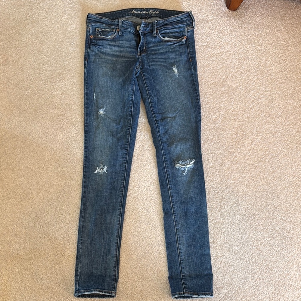 American Eagle Outfitters Blue Skinny Jeans Distressed Style